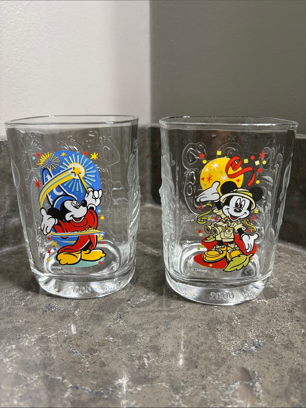 2000 Disney Mickey Mouse McDonals Glasses - Set of 2